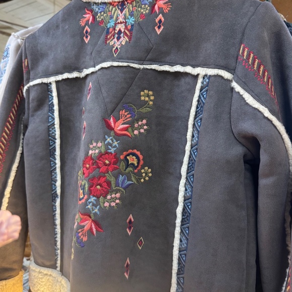 Johnny Was Maravilla Faux Suede Motto Jacket Charcoal - Picture 6 of 12